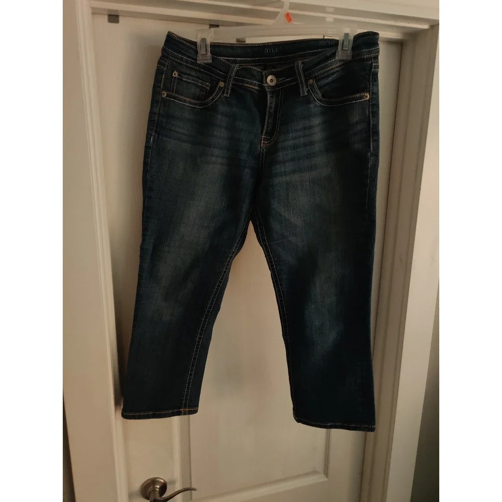 a.n.a A New Approach Women Dark Wash Stretch Crop Jeans Size 30/10 Mid Rise